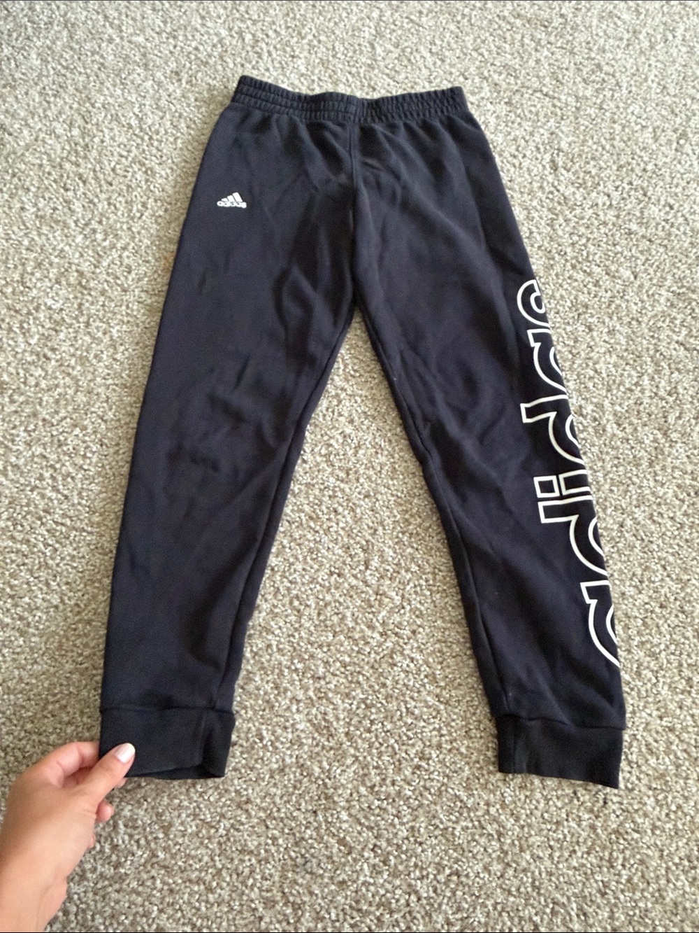 adidas Kids Black Jogger Pants with White Side Logo